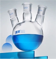 BKMAM Стеклянная химическая круглодонная колба с 3 горлышками